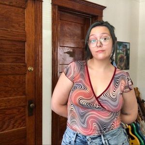 90s funky pattern wrap top